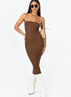 Princess Polly Paige Strapless Midi Dress  Brown Flash Sale