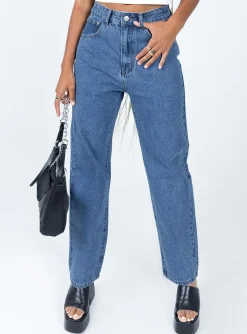 Princess Polly Palais Mom Jeans Mid Wash  Denim Hot