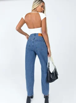 Princess Polly Palais Mom Jeans Mid Wash Denim Hot