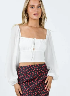 Princess Polly Paley Long Sleeve Top  White Sale