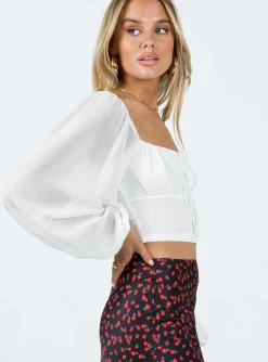 Princess Polly Paley Long Sleeve Top  White Sale