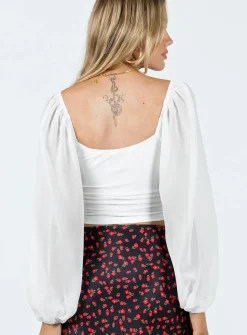 Princess Polly Paley Long Sleeve Top  White Sale