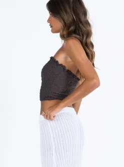Princess Polly Pamola Strapless Top Slate Grey Online