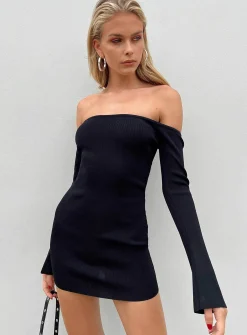 Princess Polly Parisa Long Sleeve Mini Dress  Black Cheap
