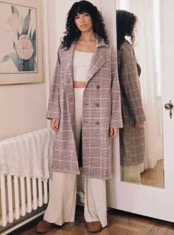 Princess Polly Parisa Winter Check Coat  Multi Outlet