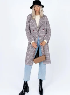 Princess Polly Parisa Winter Check Coat Multi Outlet