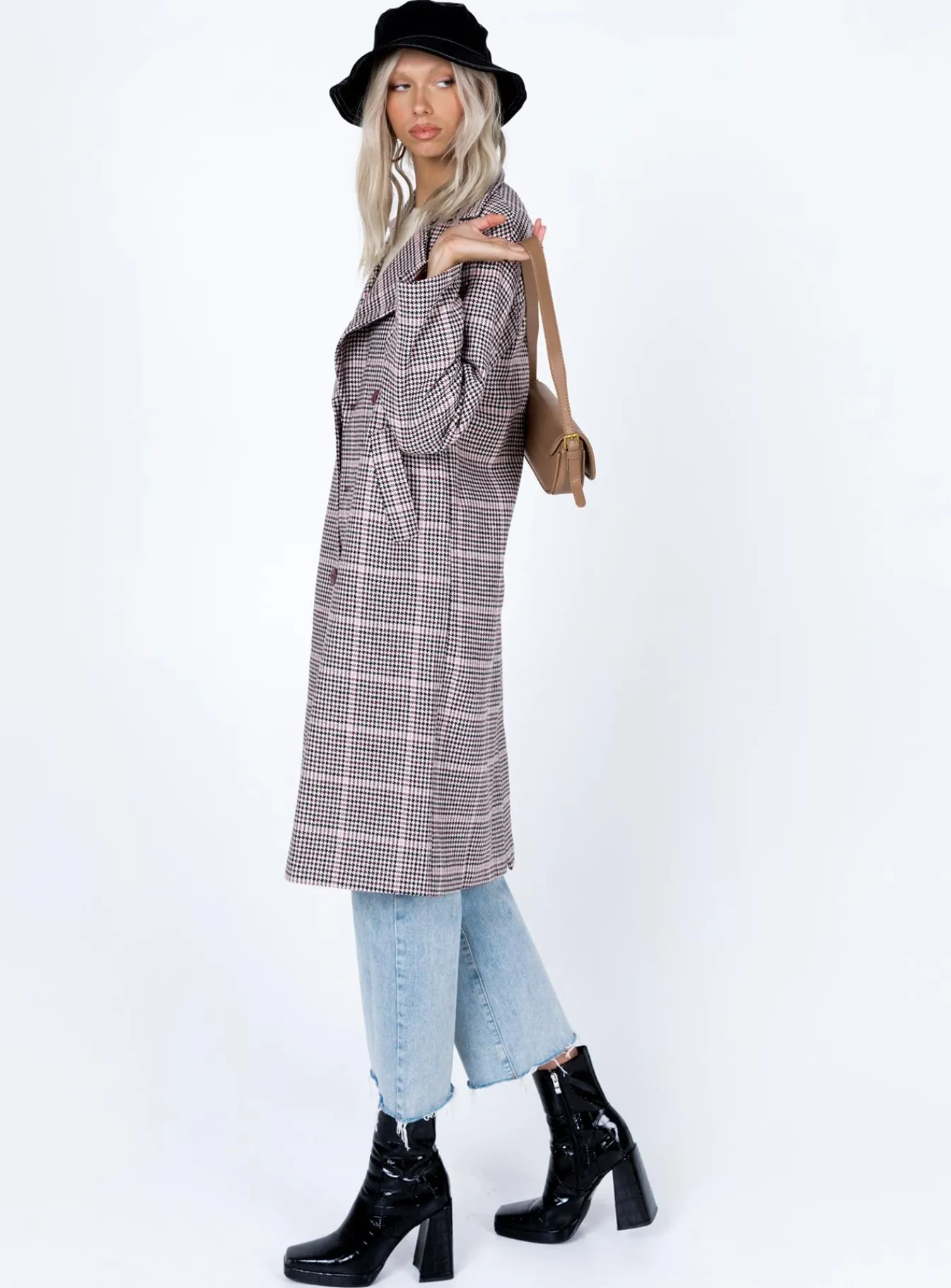 Princess Polly Parisa Winter Check Coat Multi Outlet
