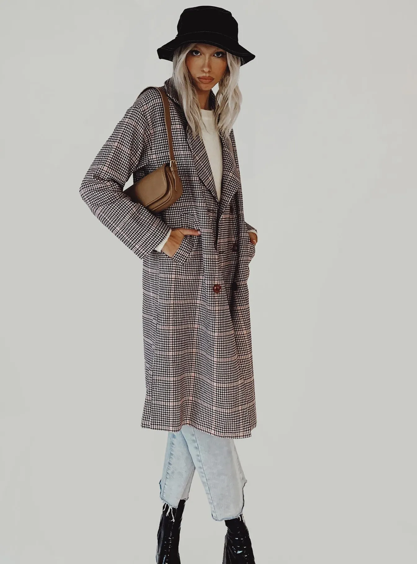 Princess Polly Parisa Winter Check Coat Multi Outlet