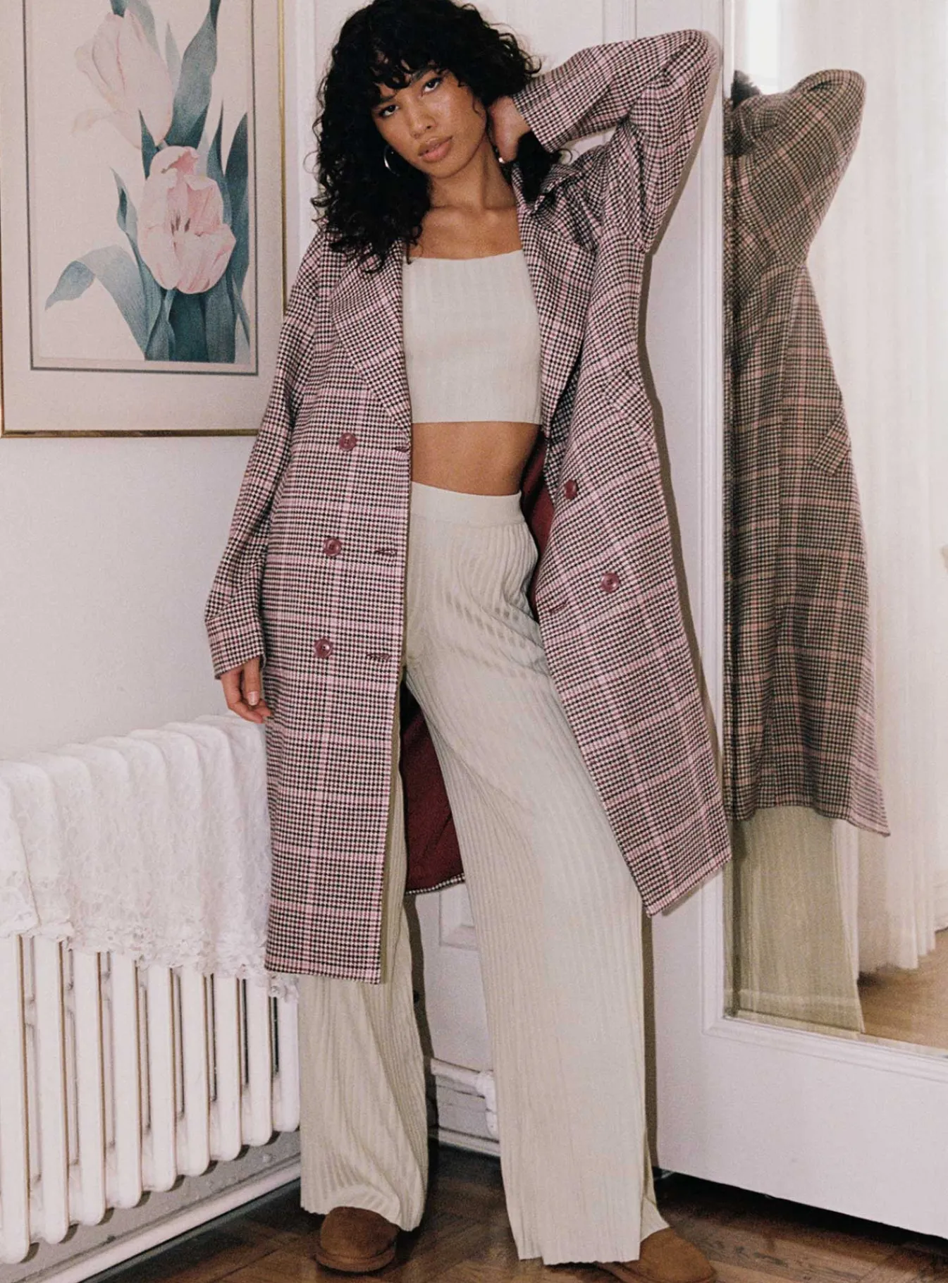 Princess Polly Parisa Winter Check Coat Multi Outlet