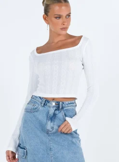 Princess Polly Parklane Long Sleeve Top  White Flash Sale