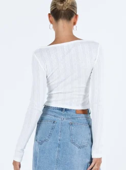 Princess Polly Parklane Long Sleeve Top  White Flash Sale