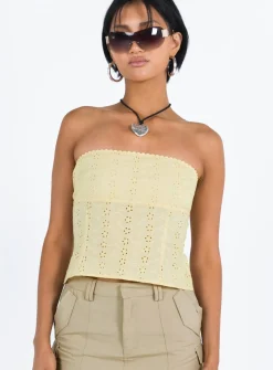 Princess Polly Parle Anglais Top Yellow Sale