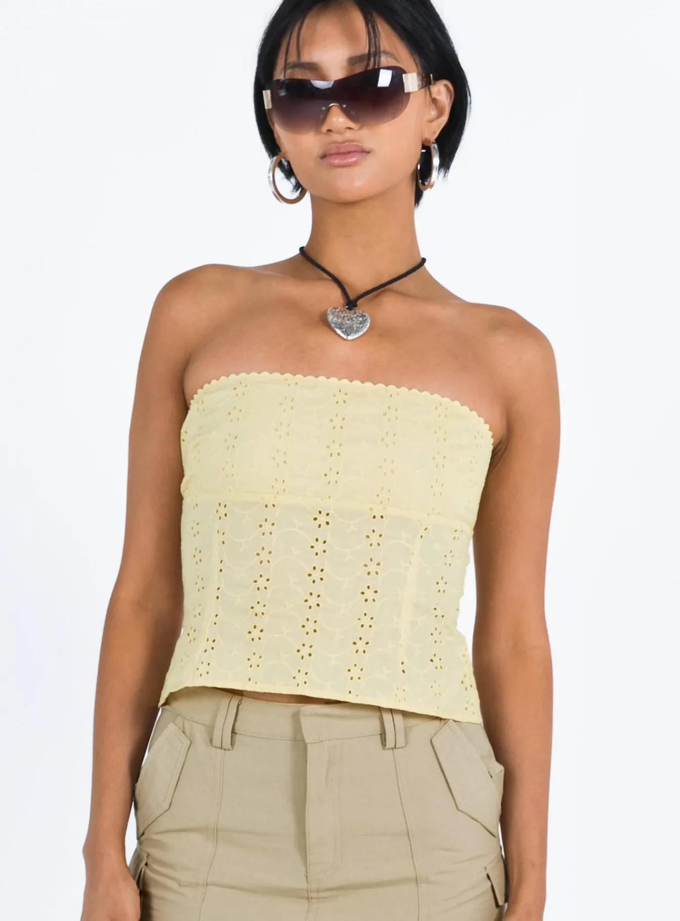 Princess Polly Parle Anglais Top Yellow Sale