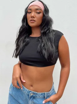Princess Polly Pasadena Crop Top  Black Clearance