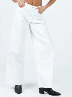 Princess Polly Patridge Wide Leg Jeans  White New