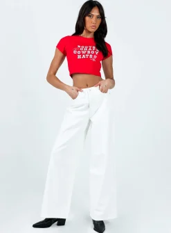 Princess Polly Patridge Wide Leg Jeans White New