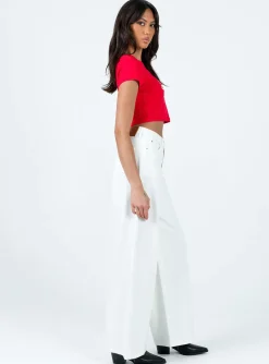 Princess Polly Patridge Wide Leg Jeans White New