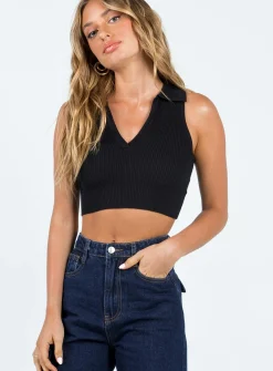 Princess Polly Patterson Top  Black Flash Sale