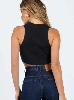 Princess Polly Patterson Top  Black Flash Sale