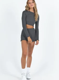 Princess Polly Patton Long Sleeve Set  Charcoal Hot