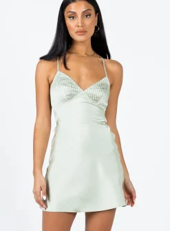Princess Polly Paulina Mini Dress  Sage Flash Sale