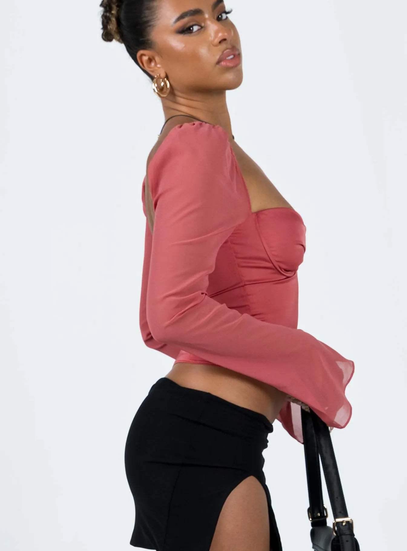 Princess Polly Pavel Long Sleeve Satin Top Red Outlet
