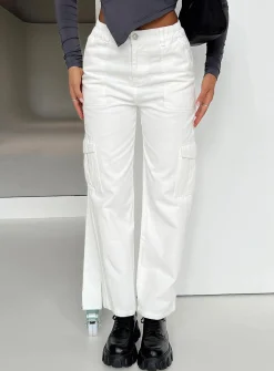 Princess Polly Pawley Cargo Pants  White Cheap