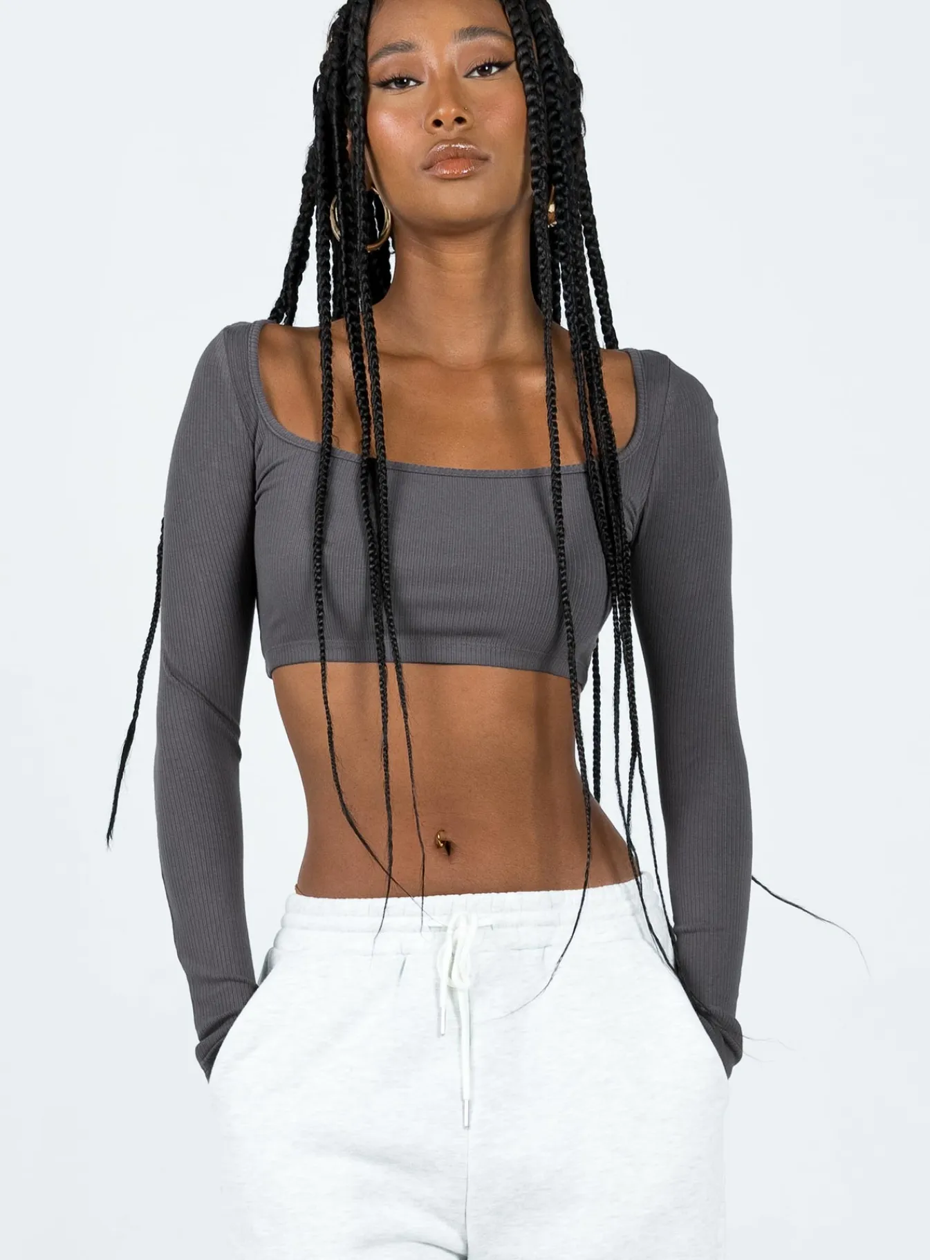 Princess Polly Paynton Long Sleeve Top Grey Store