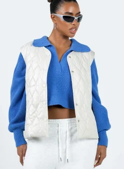 Princess Polly Pazo Puffer Vest  Beige Clearance