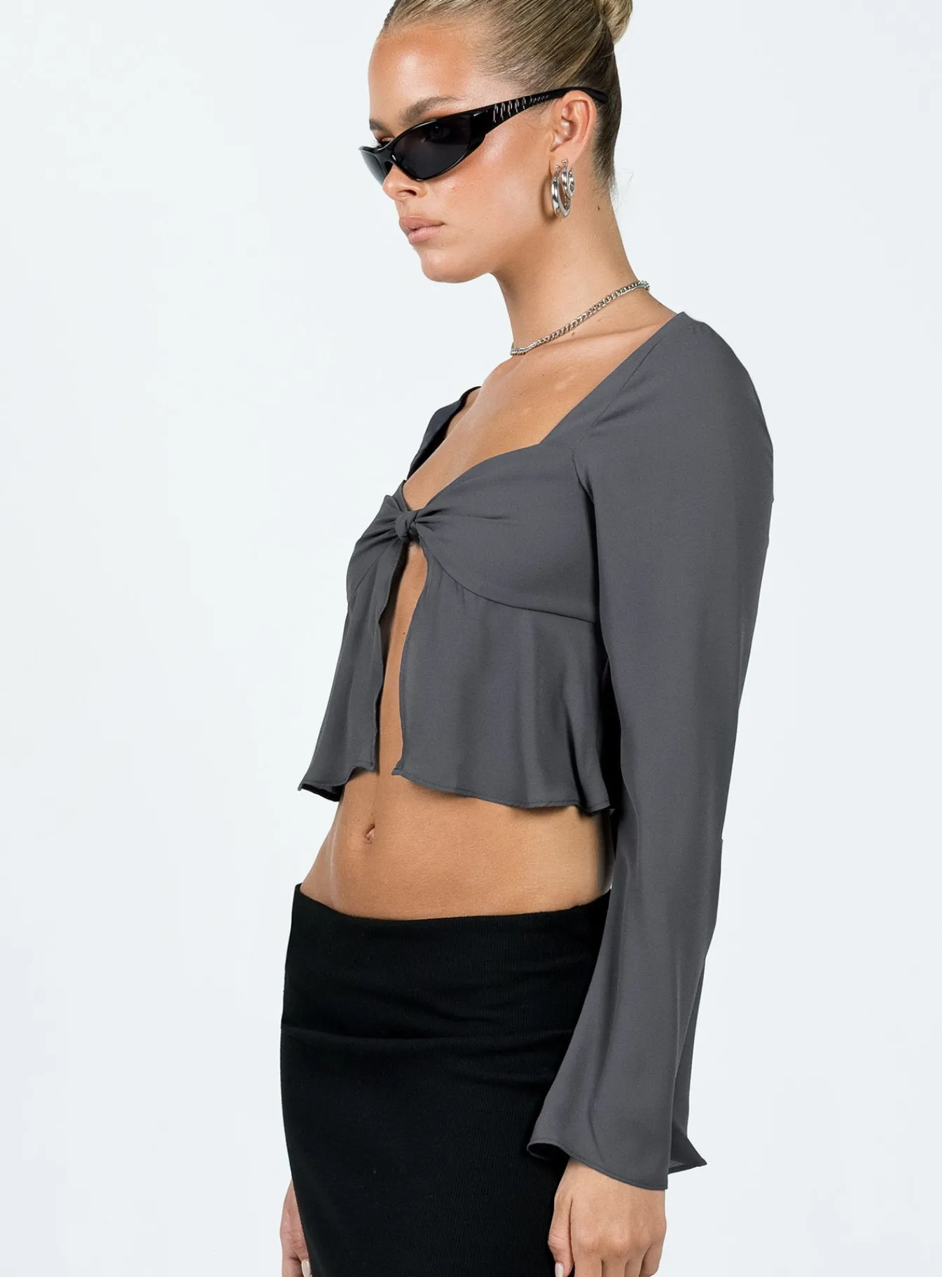 Princess Polly Pearwood Long Sleeve Top Slate Store