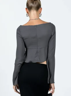 Princess Polly Pearwood Long Sleeve Top Slate Store
