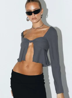 Princess Polly Pearwood Long Sleeve Top Slate Store