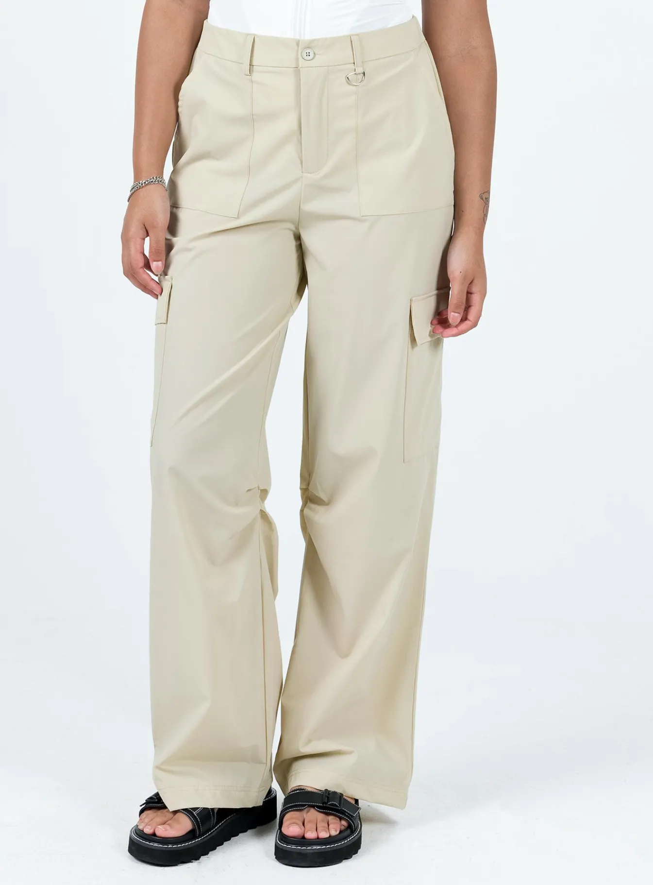 Princess Polly Pegley Nylon Cargo Pants Beige Hot