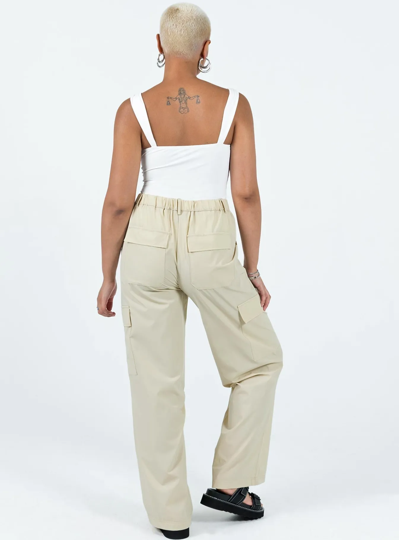Princess Polly Pegley Nylon Cargo Pants Beige Hot