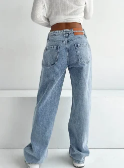Princess Polly Pemberton Jeans Mid Wash Denim   Blue Clearance