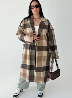 Princess Polly Penelope Coatcurve   Beige Flash Sale