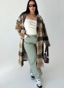 Princess Polly Penelope Coatcurve   Beige Flash Sale