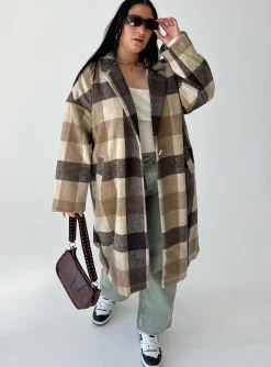 Princess Polly Penelope Coatcurve   Beige Flash Sale