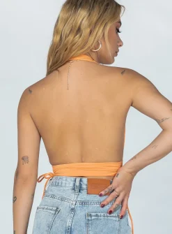 Princess Polly Penelope Halter Top Orange Store