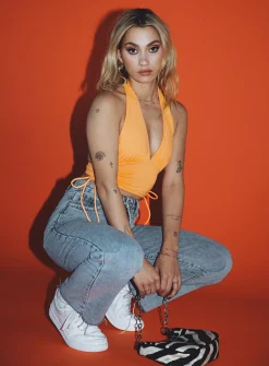 Princess Polly Penelope Halter Top Orange Store