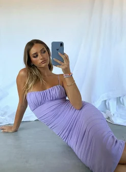 Princess Polly Penney Midi Dress  Purple Clearance