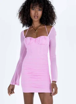 Princess Polly Perabo Long Sleeve Mini Dress  Purple Flash Sale