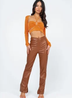 Princess Polly Perama Pu Pants  Brown Outlet
