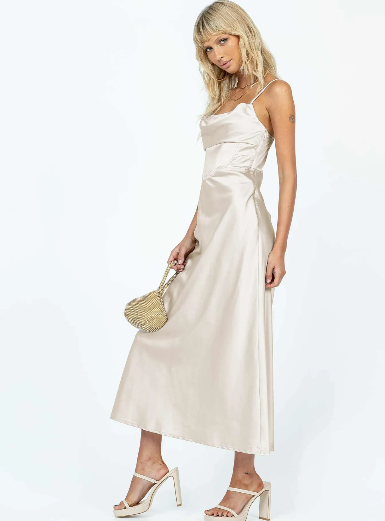 Princess Polly Perrie Midi Dress Cream Shop