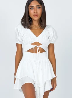 Princess Polly Perry Romper  White Outlet
