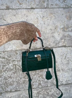 Princess Polly Peta &Amp; Jain Hedi Mini Top Handle Bag  Green Croc Discount