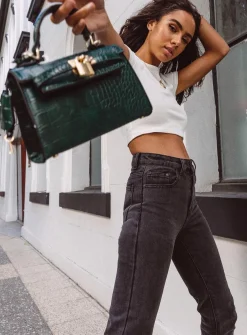 Princess Polly Peta &Amp; Jain Hedi Mini Top Handle Bag  Green Croc Discount