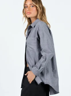 Princess Polly Peza Shirt  Grey Store