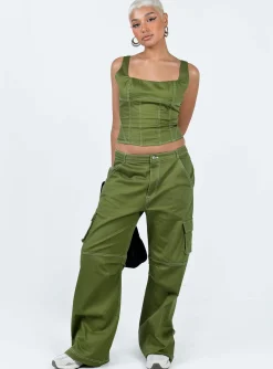 Princess Polly Phena Contrast Corset Top Green Flash Sale