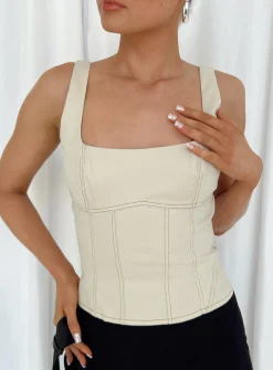 Princess Polly Phena Contrast Corset Top Bone Best